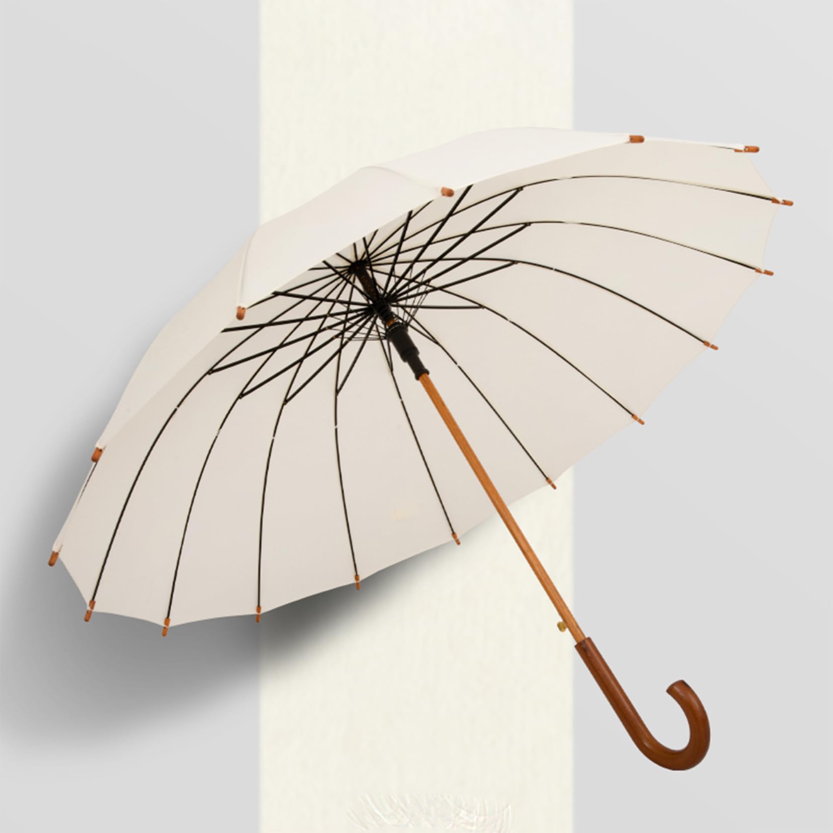 Drewniany parasol golfowy, 40 cali, wiatroszczelny, klasyczny, haftowany, na wesele, 16 żeberek, łuk vintage, drewniany uchwyt, uchwyt samochodowy, uchwyt hakowy
