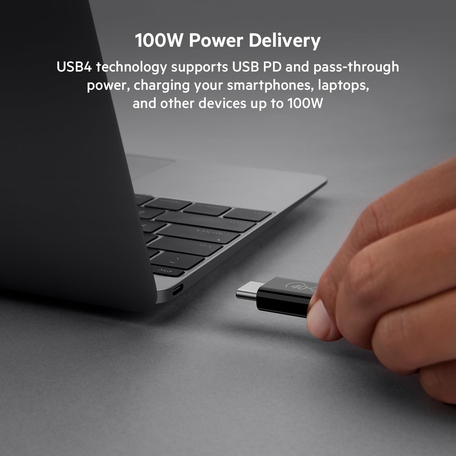 Belkin Cavo USB4 da USB-C a USB-C, Certificazione USB IF con Power Delivery fino a 100W, 40 Gbps di velocità di trasferimento dati e retrocompatibilità con Thunderbolt 3, USB 3.2 e altri, 80 cm