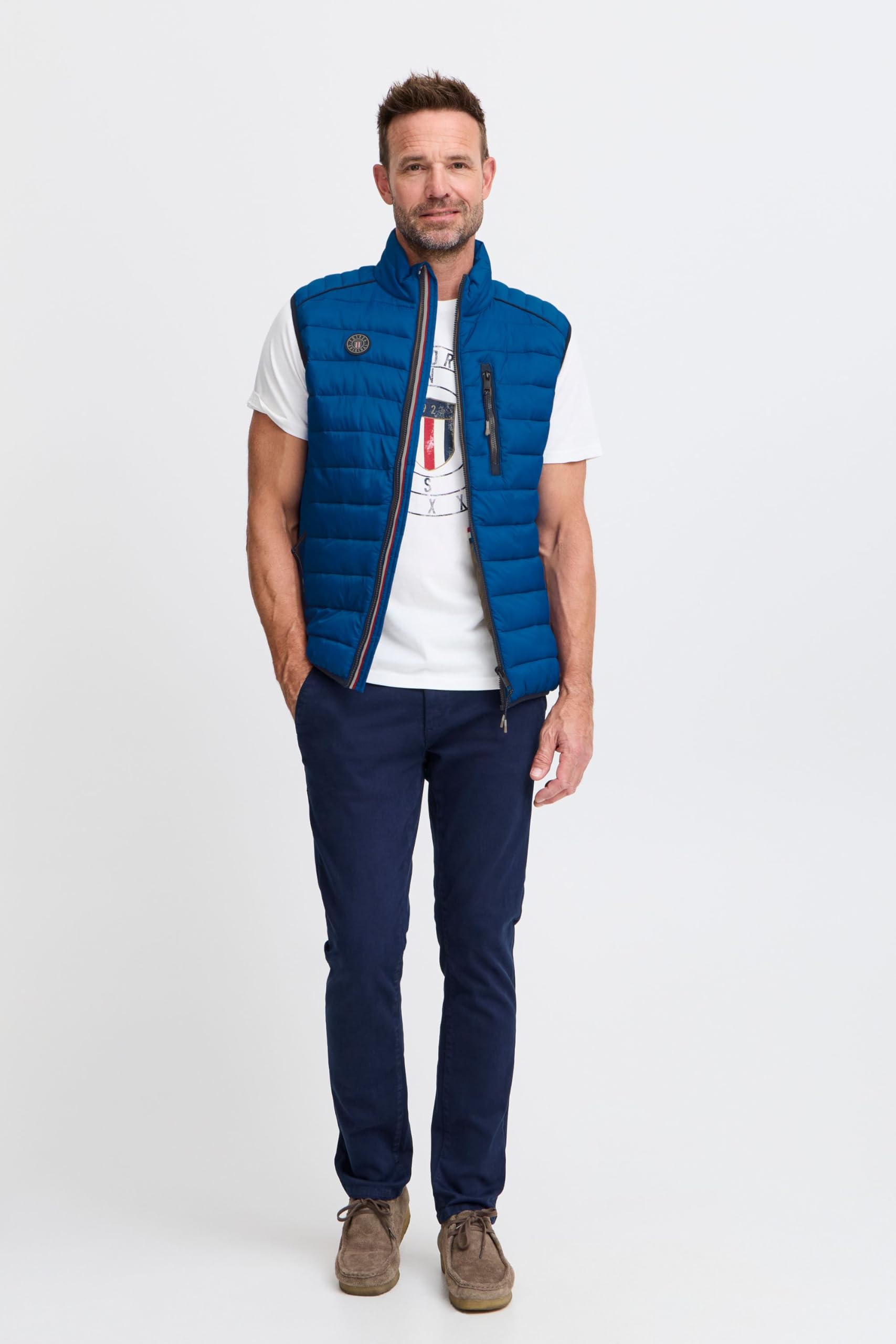 FQVinncent Gilet da uomo imbottito da esterno con tasche con cerniera, tasca sul petto, dettagli etichette, vestibilità regolare