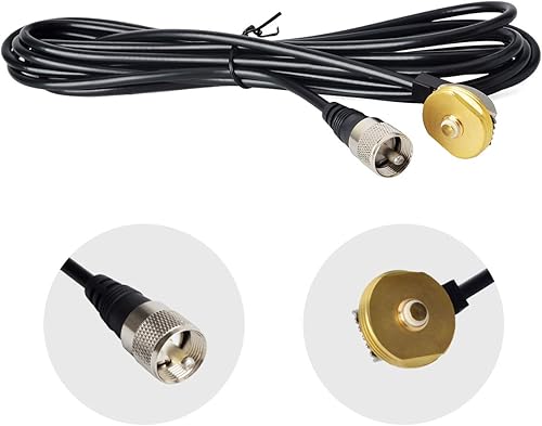 Miniatura 5 de HYS Antena VHF NMO, antena de látigo de 17.9 pulgadas con montaje NMO de 13.1 ft (13.1 pies) PL259 (UHF macho) cable coaxial RG58 y soporte en forma