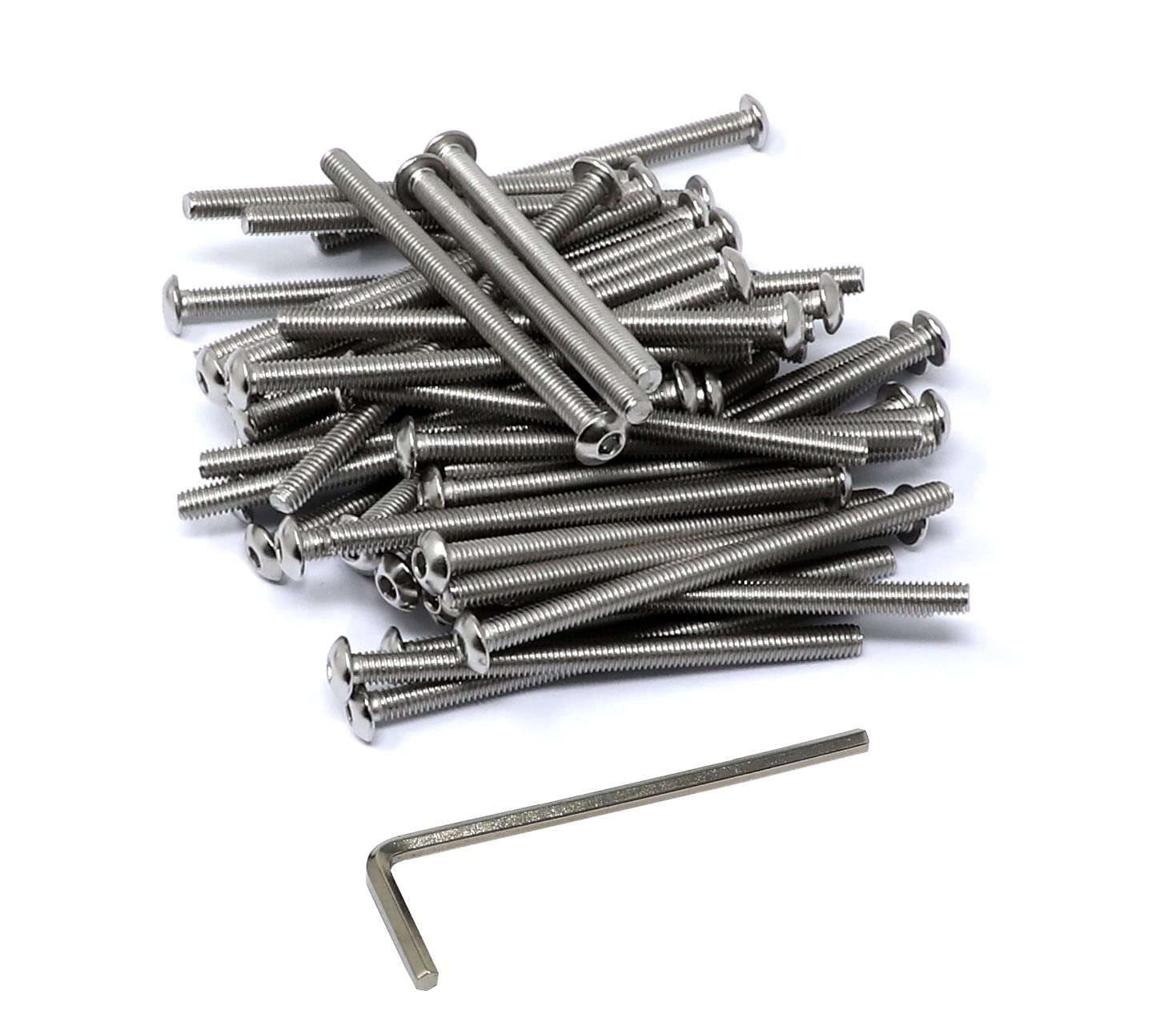 iexcell 50 Pcs M4 x 60mm Thread Pitch 0.7 mm Stainless Steel 304 Hex Socket Button Head Cap Screws Bolts Kit