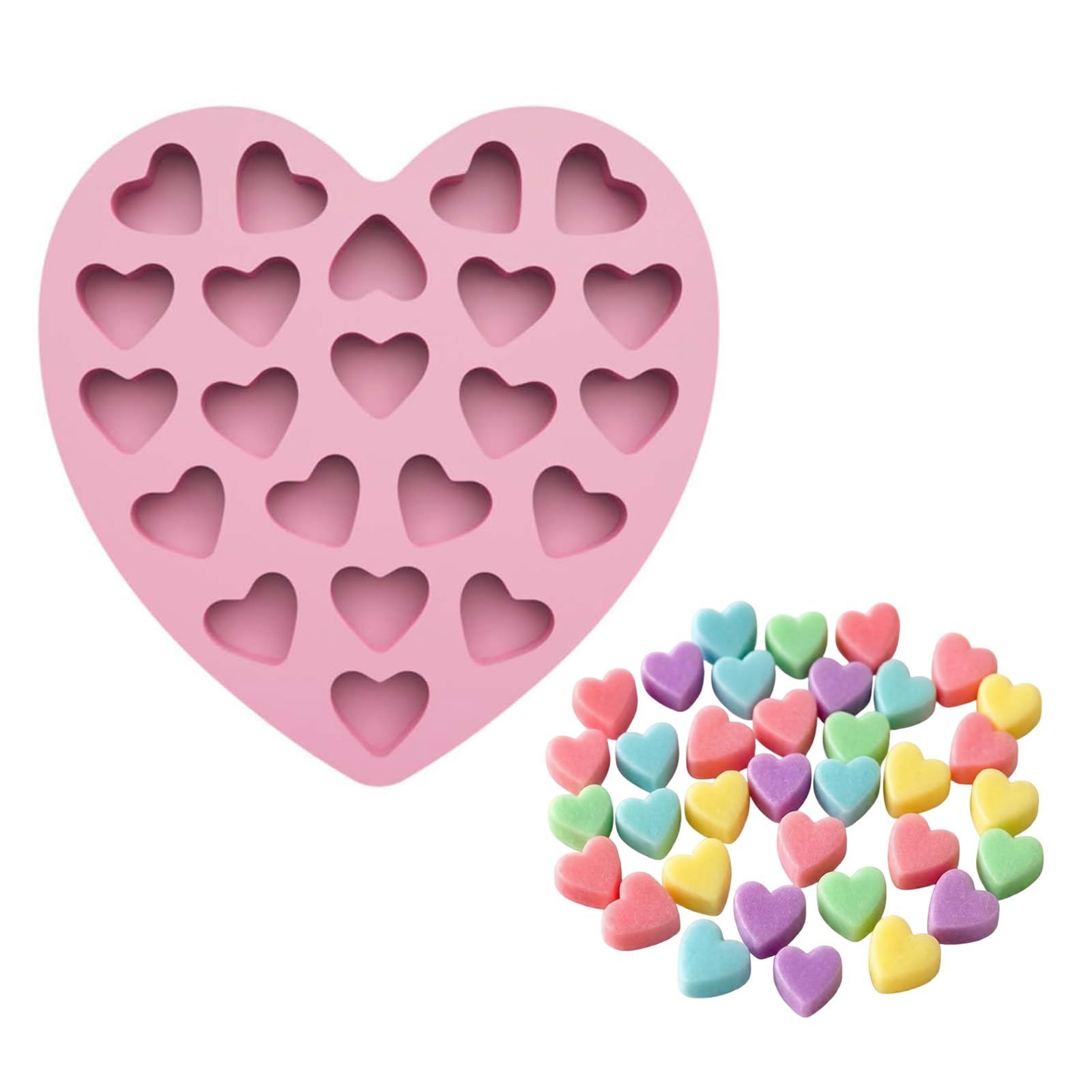 Qusinfc Sturdy 22 Cavity Heart Silicone Suitable for Chocolate Ice and Fondant Release Baking