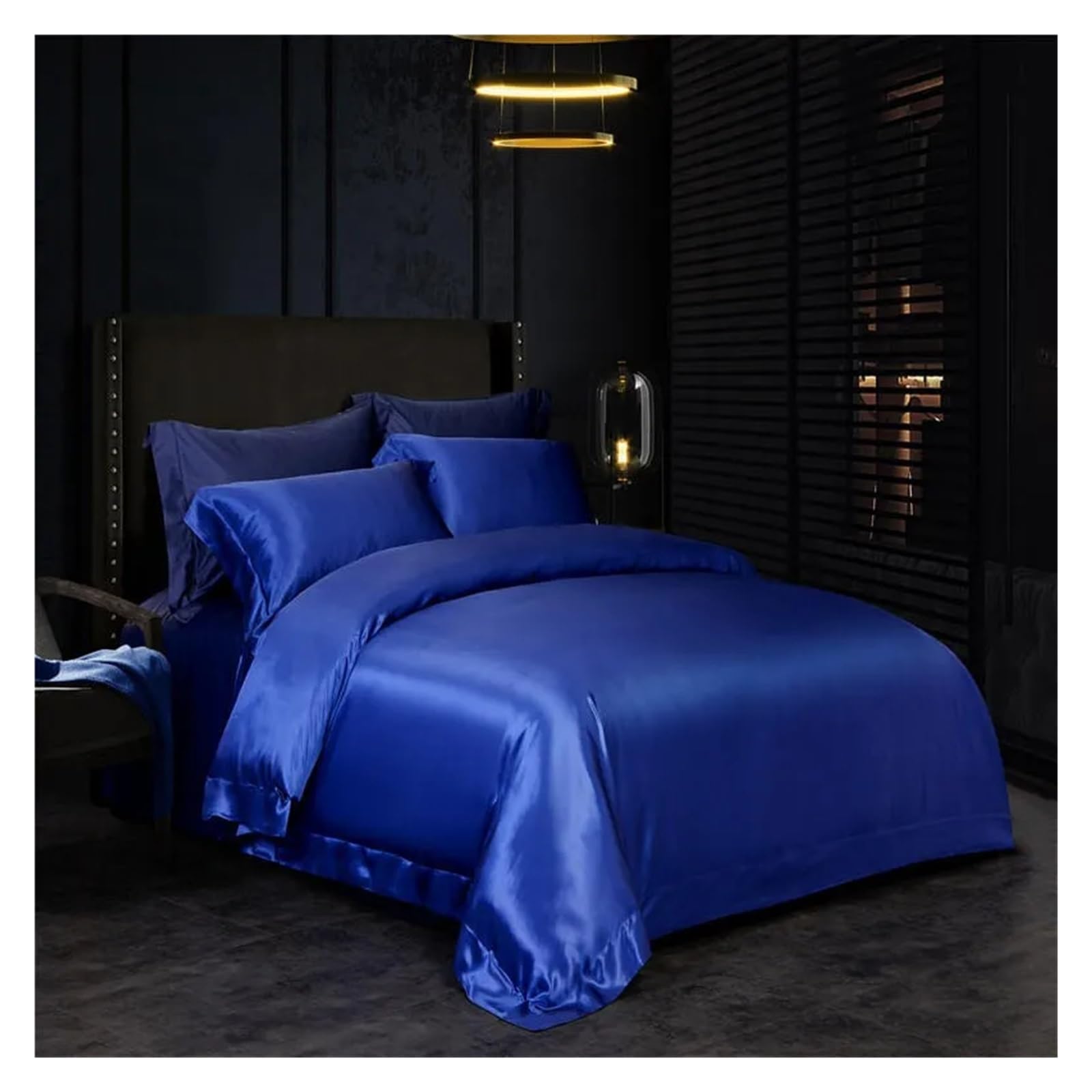 Sbcgfy B Lue Top Grade Mulberry Silk Duvet Cover,Oth Sides Nature Silk 1Pc Duvet Cover 2Pc Pillowcase,Cotton Duvet,-Flat Ed Sheet_queen 4Pcs