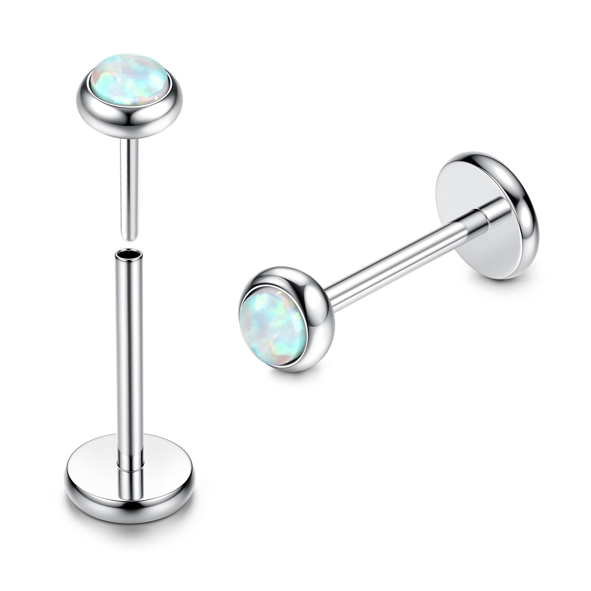 ADRAMATA2Pcs G23 Titanium Labret Studs Lip Piercing Jewellery Threadless Push in Medusa Monroe Piercings Lip Bar Nose Studs Nose Piercings Conch Tragus Helix Piercing JewelleryRecycled Claim Standard 100