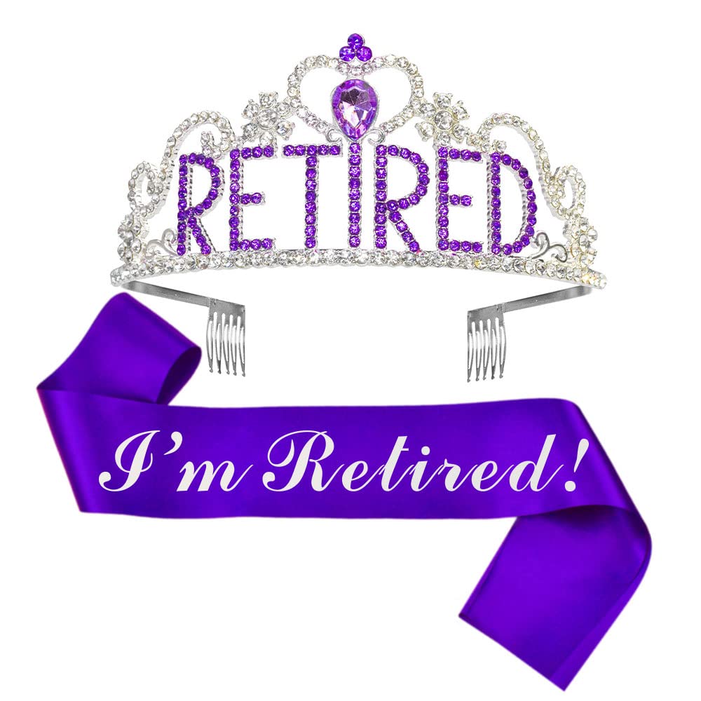 Set Corona E Fascia Per Festa Di Pensionamento Da Donna - Tiara Con Cristalli Scintillanti E Fascia Scritta 'RETIRED' - Decorazioni Eleganti Per Addio Al Lavoro, Ricordo
