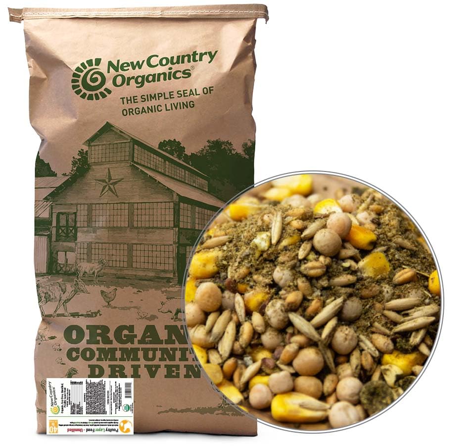 New Country Organics | Unmilled Layer Feed for Laying Hens | Soy-Free | 17% Protein | Certified Organic and Non-GMO | Great for Fermenting | 40 lbs
