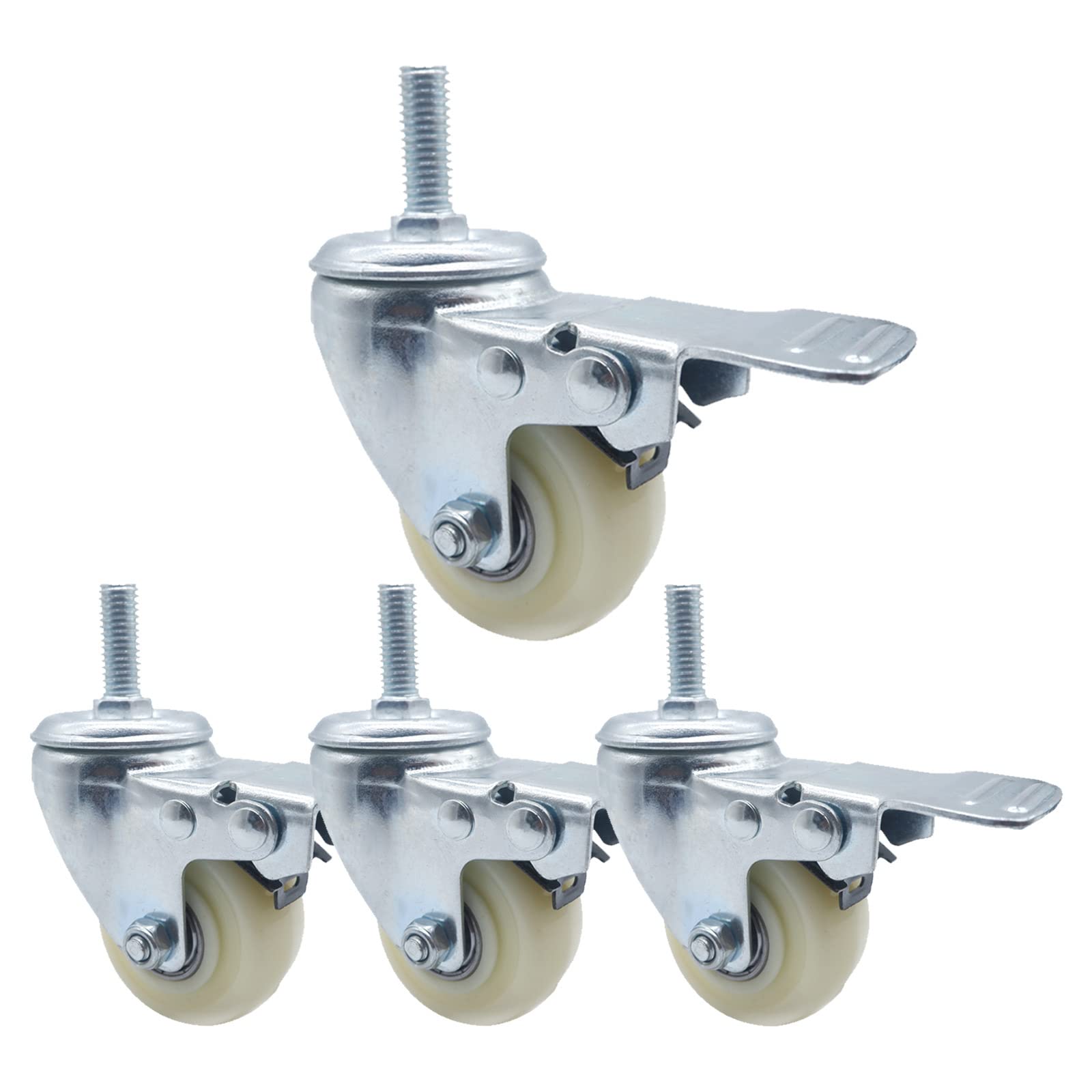 Ruote girevoli in Nylon da 40 mm/50 mm, Ruote girevoli per carichi Pesanti con Freno, Ruote sostitutive per mobili, Ruote per Trasporto, silenziose/Resistenti all'Usura, carico 200 kg/240 kg