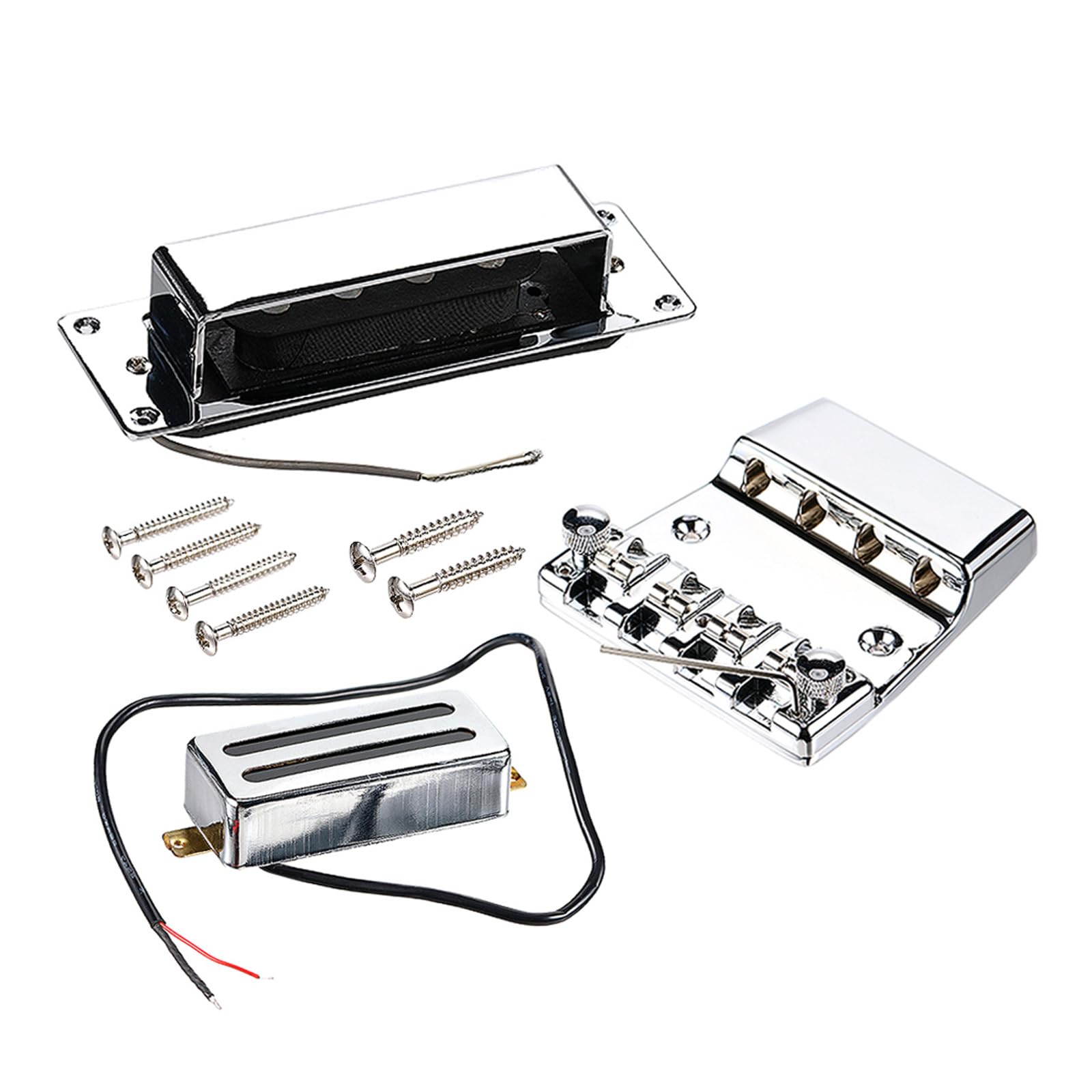 Juego de puente de bajo eléctrico de 4 cuerdas y pastilla para bajo eléctrico y accesorios de repuesto para guitarra