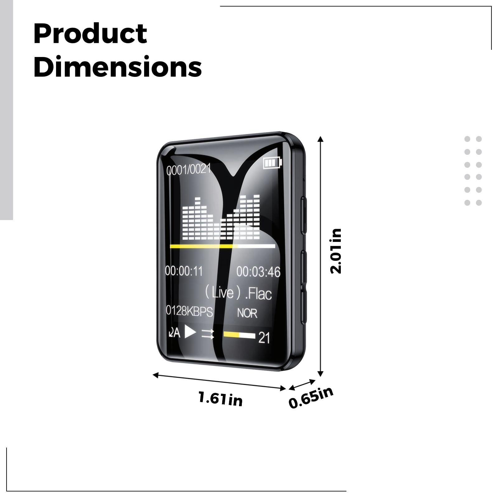 Generic Bezprzewodowy odtwarzacz Mp3 dla młodzieży, 128 GB, mini odtwarzacz muzyczny, wysoka jakość dźwięku Hifi, ekran dotykowy, stop cynku, z kablem do transmisji danych i słuchawkami