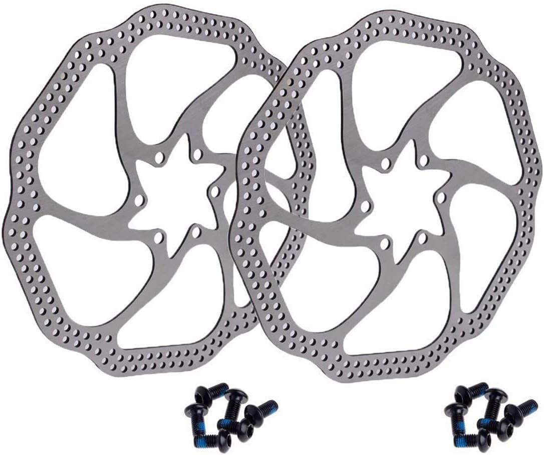 180mm Disc Brake Rotor with 6 Bolts Stainless Steel Bicycle Rotors Fit for Road Bike, Mountain Bike, MTB, BMX (Stainless Steel, 2pcs)
