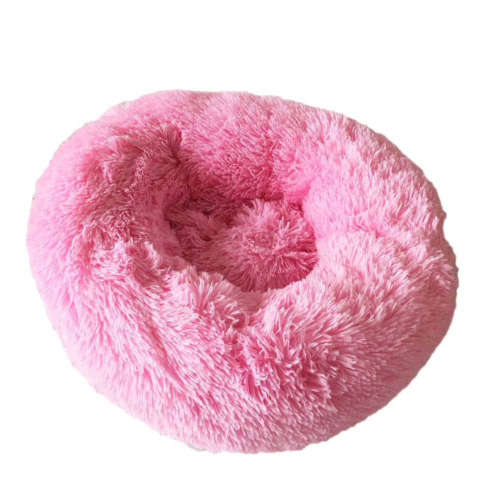 YOUCAI Puppy Bed for Medium Small Dogs Cats Non-Slip Bottom Fluffy Calming Kitten Bed for Small Dog and Puppy Plush Cuddler Pet Bed Round Plush Dog Bed,Pink2,110cm — image 1