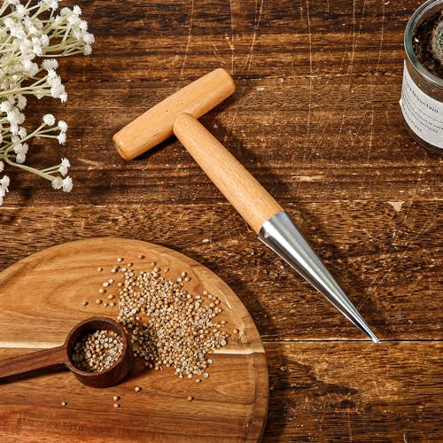 Dibber de mano con mango de madera y cabeza de acero inoxidable miniatura 4