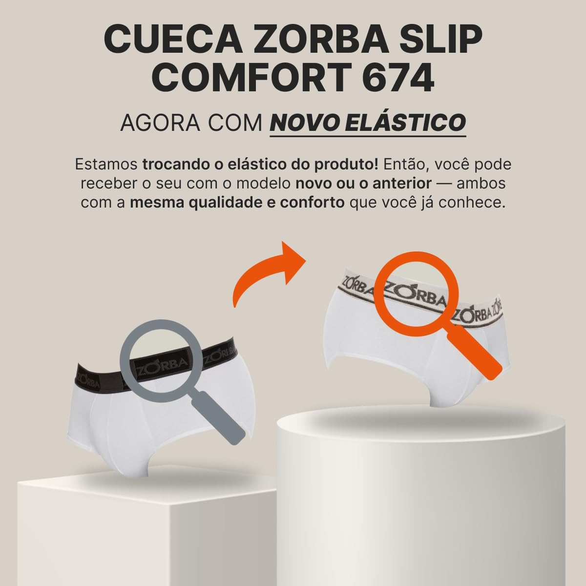 Kit com 06 Cuecas Slip Zorba Comfort 674 Preto/Branco/Chumbo – P Sortido