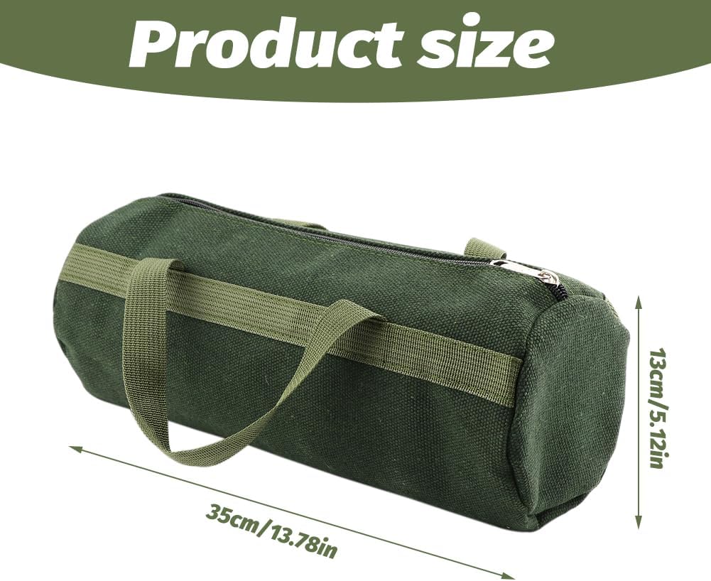 Tool Bag, Portable Multi-Purpose Canvas Tools Organizer, Heavy Duty Storage Handbag Tote Bag with Sturdy Bottom, Wide Mouth Tool Bags for Electricians, Carpenter(COLOR:Round,35 x 13cm)