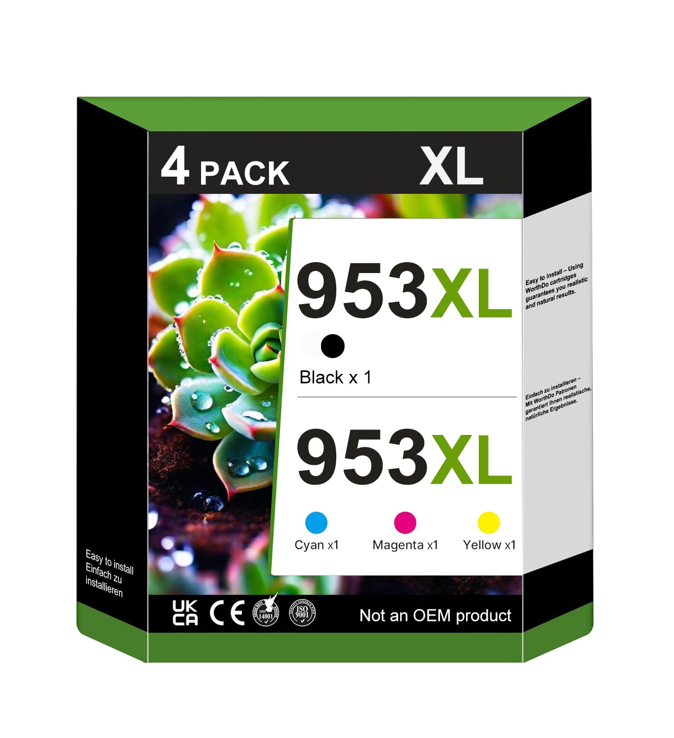 WORTHDO Kompatibel Tintenpatrone für HP 953XL Multipack 953 XL Druckerpatronen für Officejet Pro 7740 7720 8210 8720 8710 7730 8218 8715 8718 8725 8728 8730 8740 (4er-Pack)