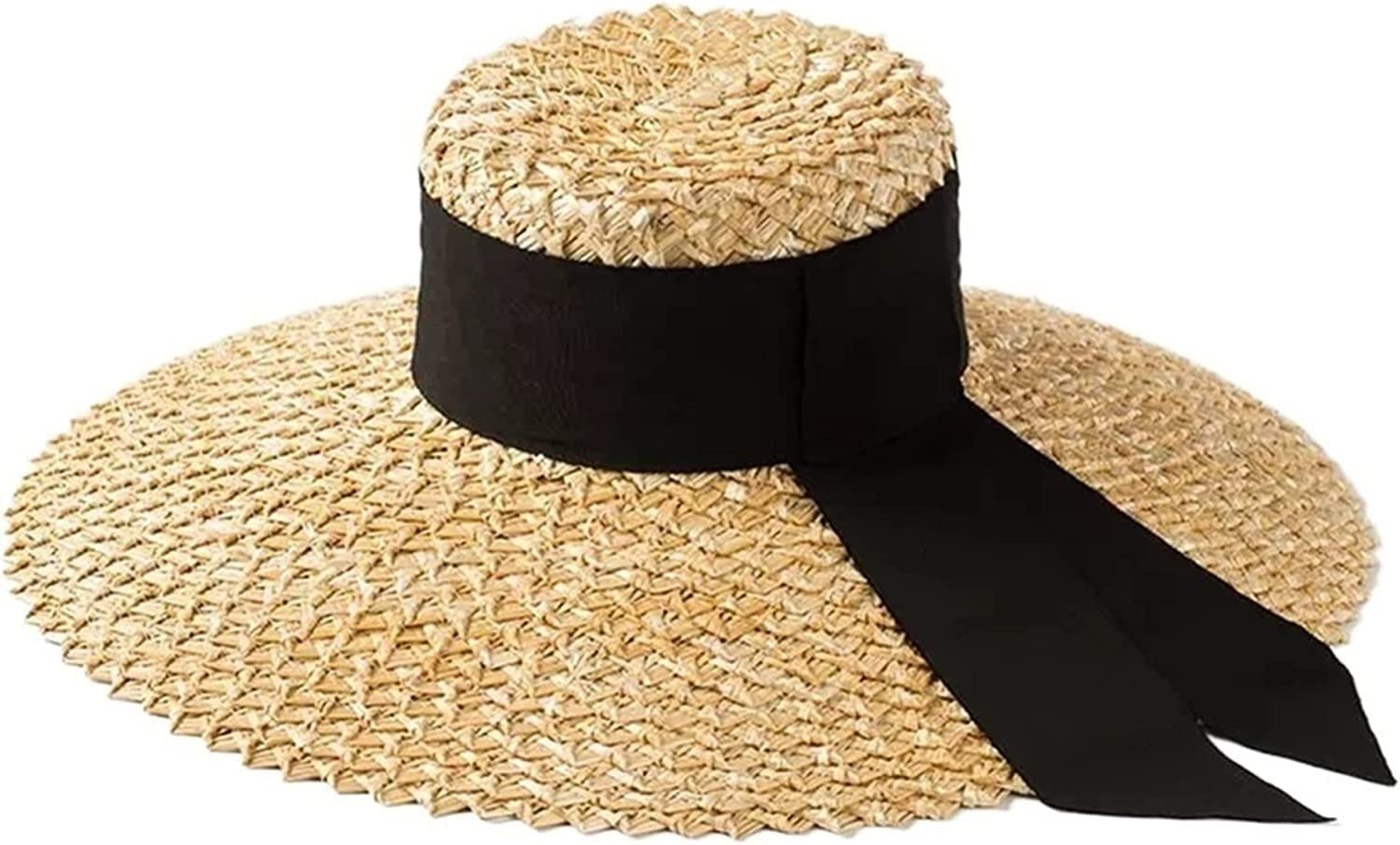 Chapeau De Paille Pour Femme - Style Été Avec Ruban Noir & Broderie Ananas, Taille Unique, Léger Et Respirant - 7