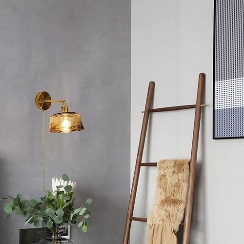 Miniatura 5 de Vintage Industrial Wall Sconce Adjustable 180 Glass Shade Farmhouse Wall Light Fixture with Pull Chain Switch for Bedroom Living Room Bathroom