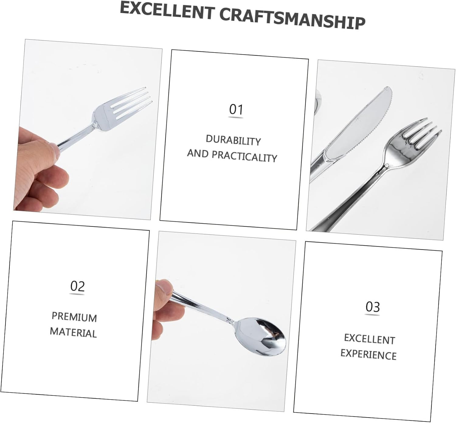 10 Sets Disposable Plastic Cutlery Knives Spoons for Parties Durable Kitchen Utensils for Events Easy to Clean Elegant Table Decor