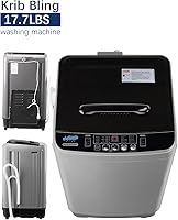 Vista 5 de KRIB BLING Bomba de drenaje portátil de 17.7 libras, lavadora completamente automática con pantalla LED, 10 programas y 8 niveles de agua