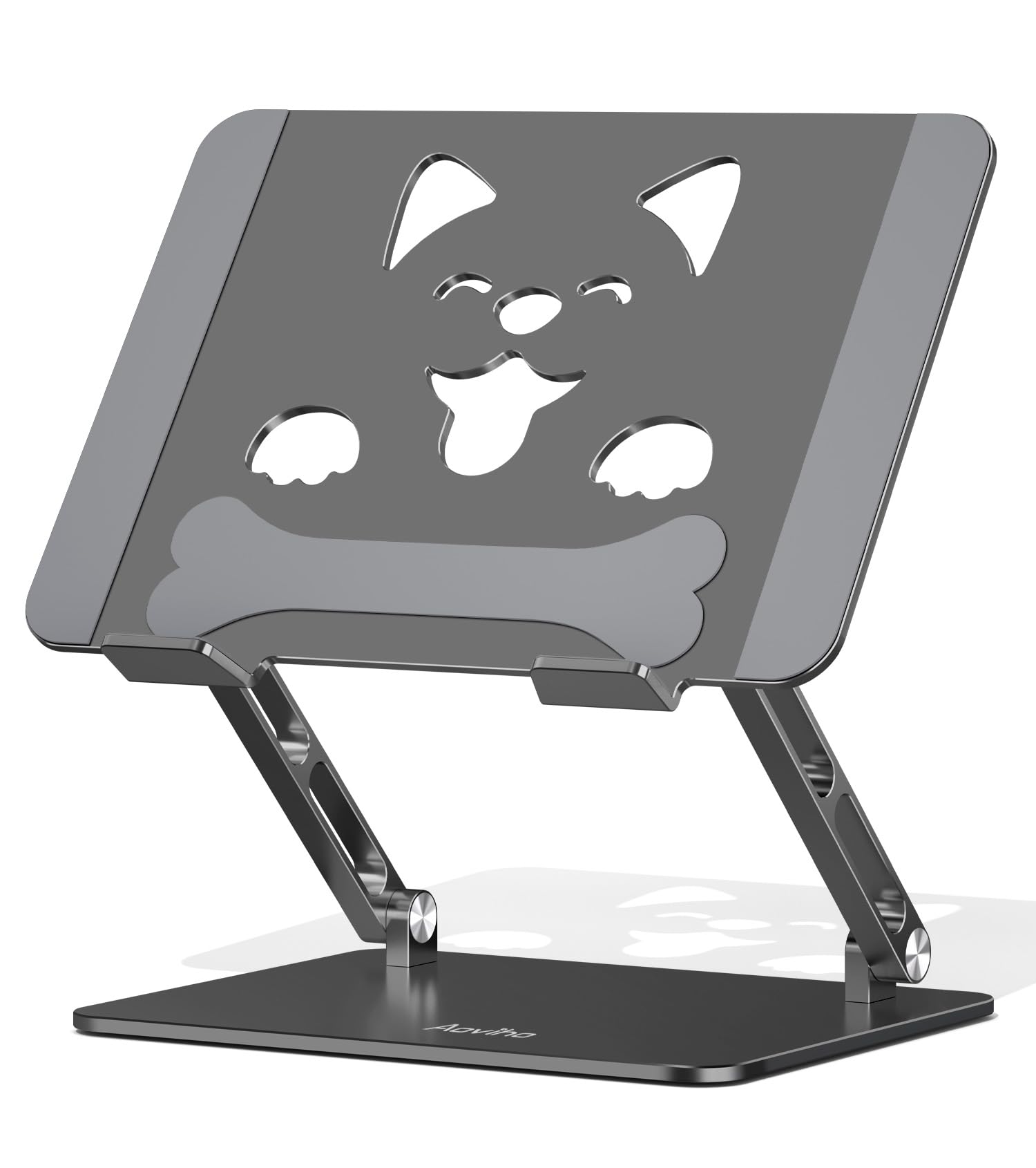 Laptop Stand for Desk Aluminum Height-Adjustable Laptop Riser Ergonomic Sturdy Holder with Puppy-Shaped Vents for Heat Dissipation Fits