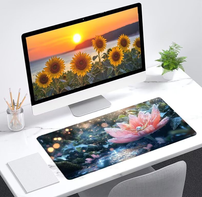 Mouse pad grand format avec base en caoutchouc antidérapante Fleur D1-964