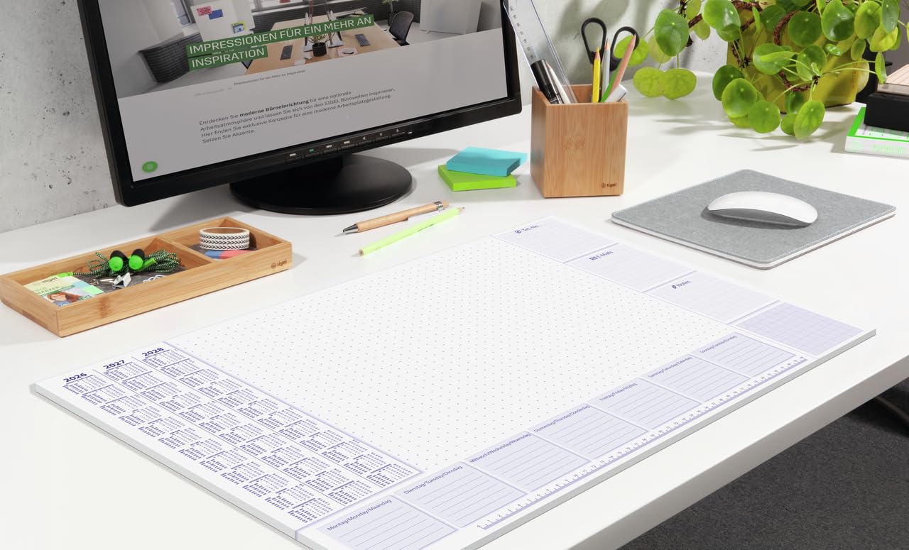 SIGEL H6355 Paper Desk pad- Weekly Planner - Lilac - Approx. A2-2026/2027/2028 - DE/EN/NL - 30 Sheets - FSC-Certified - Image 4
