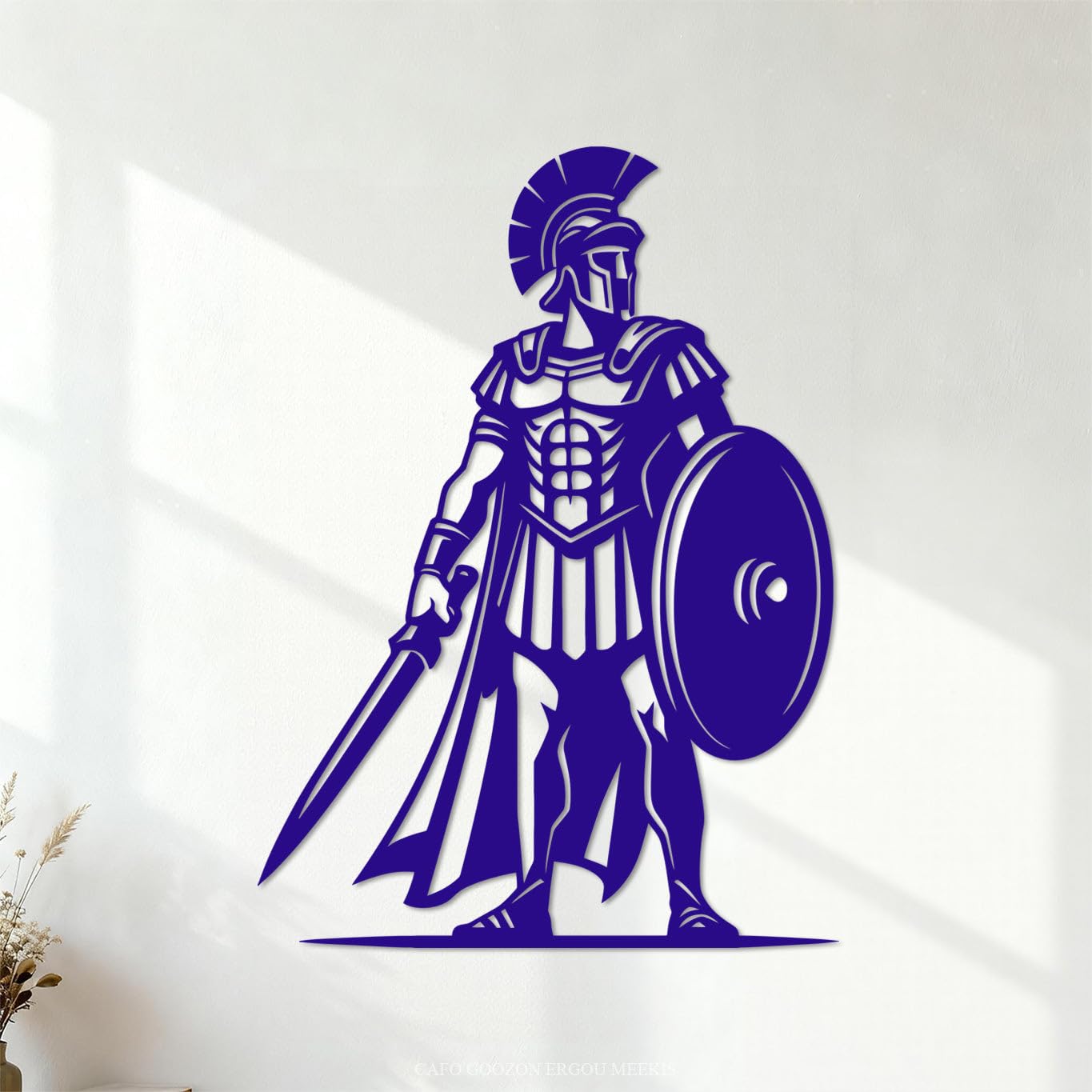 Ergou Stickerdecal-80796 Roman Centurion Silhouette With Sword And Shield Engraving Decals 36X49.7cm Waterproof Darkblue