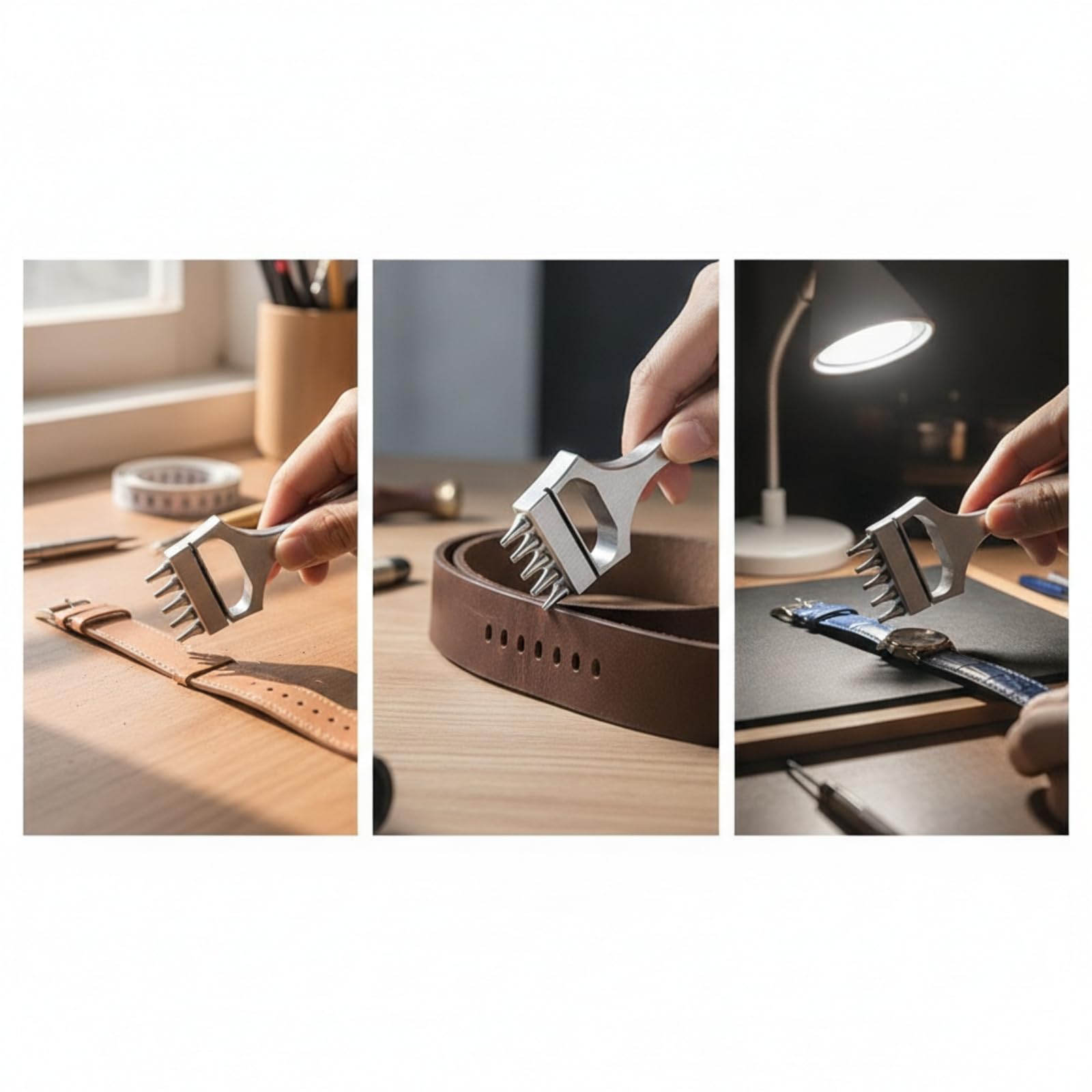 Perforadora con Cabezales Intercambiables Preciso Perforadora Cuero Metálico Sacabocados para Marroquinería, 3 2mm