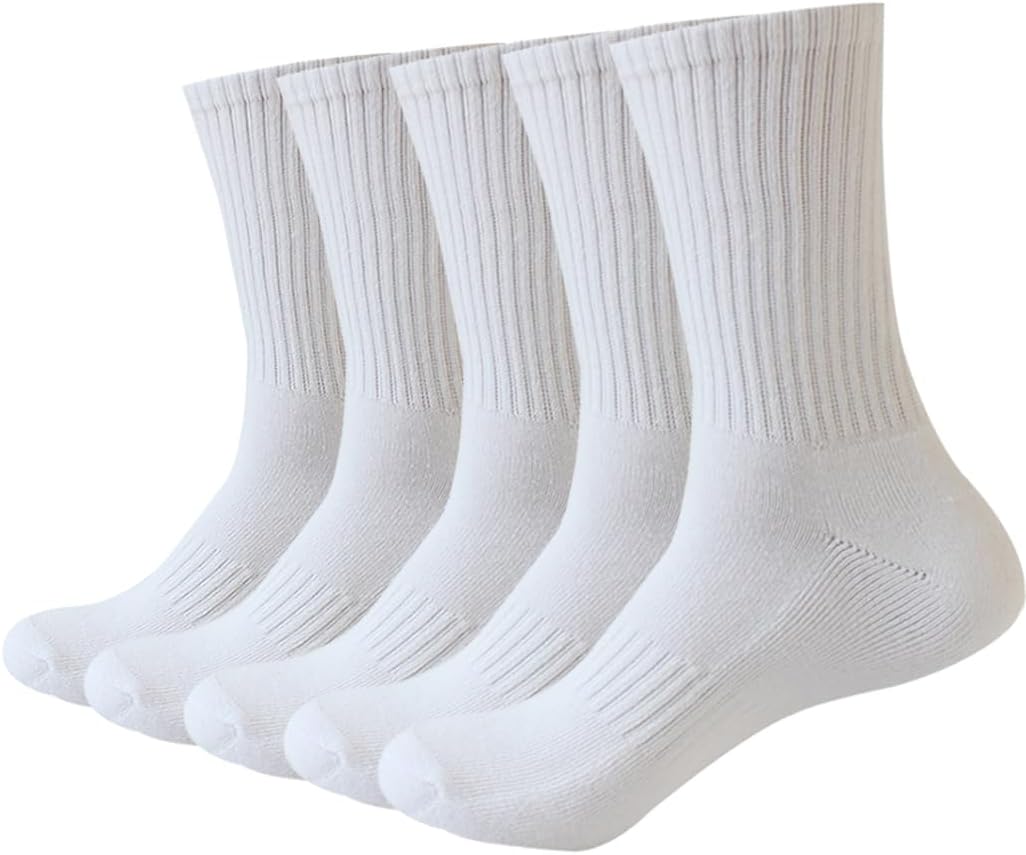 5 Pairs Cushioned Crew Cotton Socks...