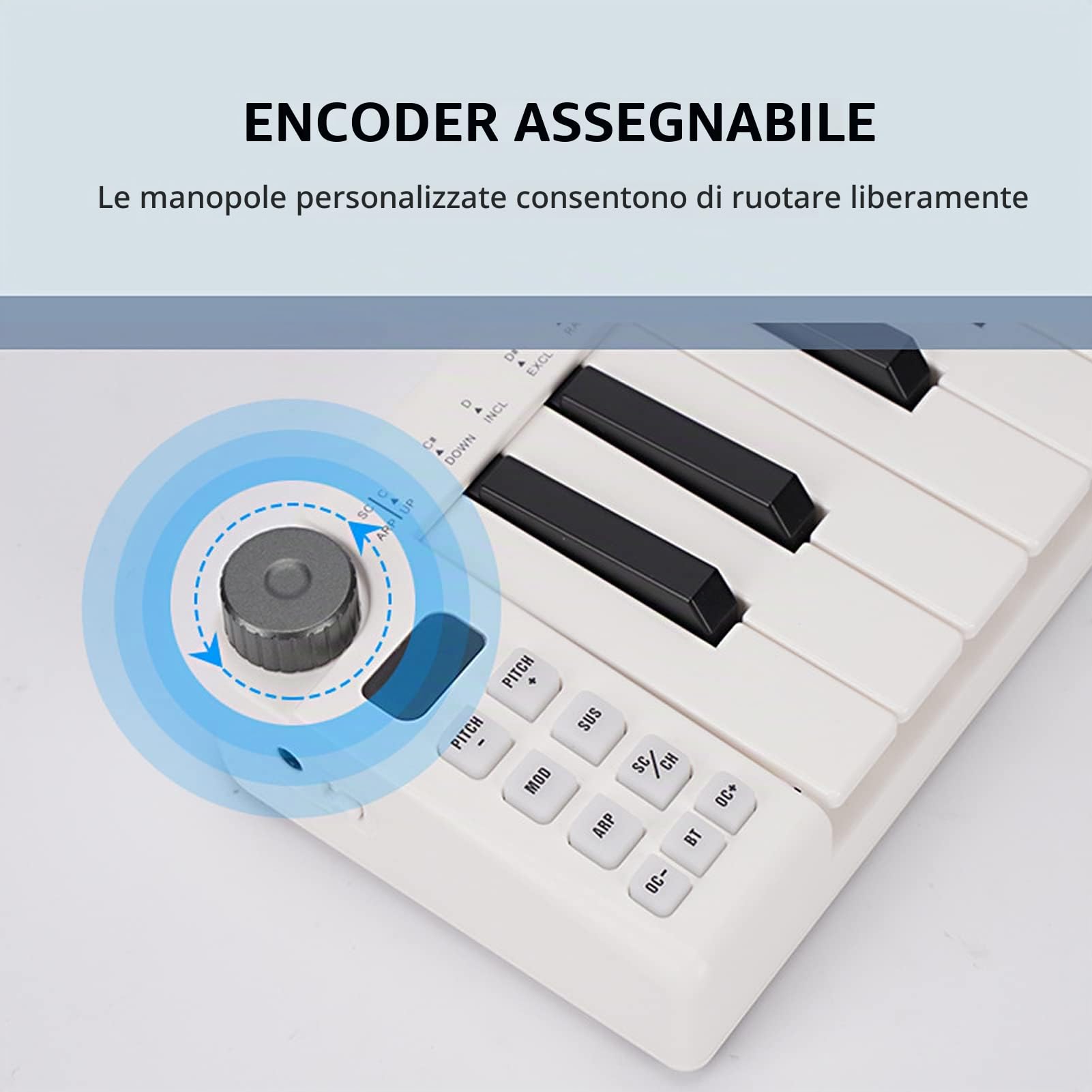 SMK-25 Tastiera MIDI di Controllo MIDI Ricaricabile a 25 Tasti Tastiera USB Portatile Controller MIDI con 25 Tasti Sensibili alla Velocità 1 Manopola