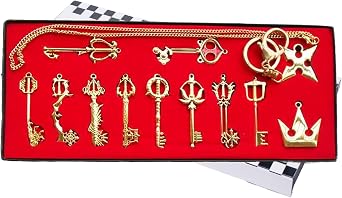 Xcoser Novelty Cosplay Keyblade Keychain Pendant Collection for Halloween Xmas Gift Golden 12pcs