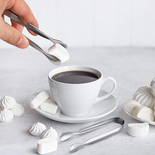 Miniatura 2 de JCREN Paquete de 12 pinzas para servir, pequeños utensilios de servir para catering, pinzas de acero inoxidable 304 de grado alimenticio, pinzas de