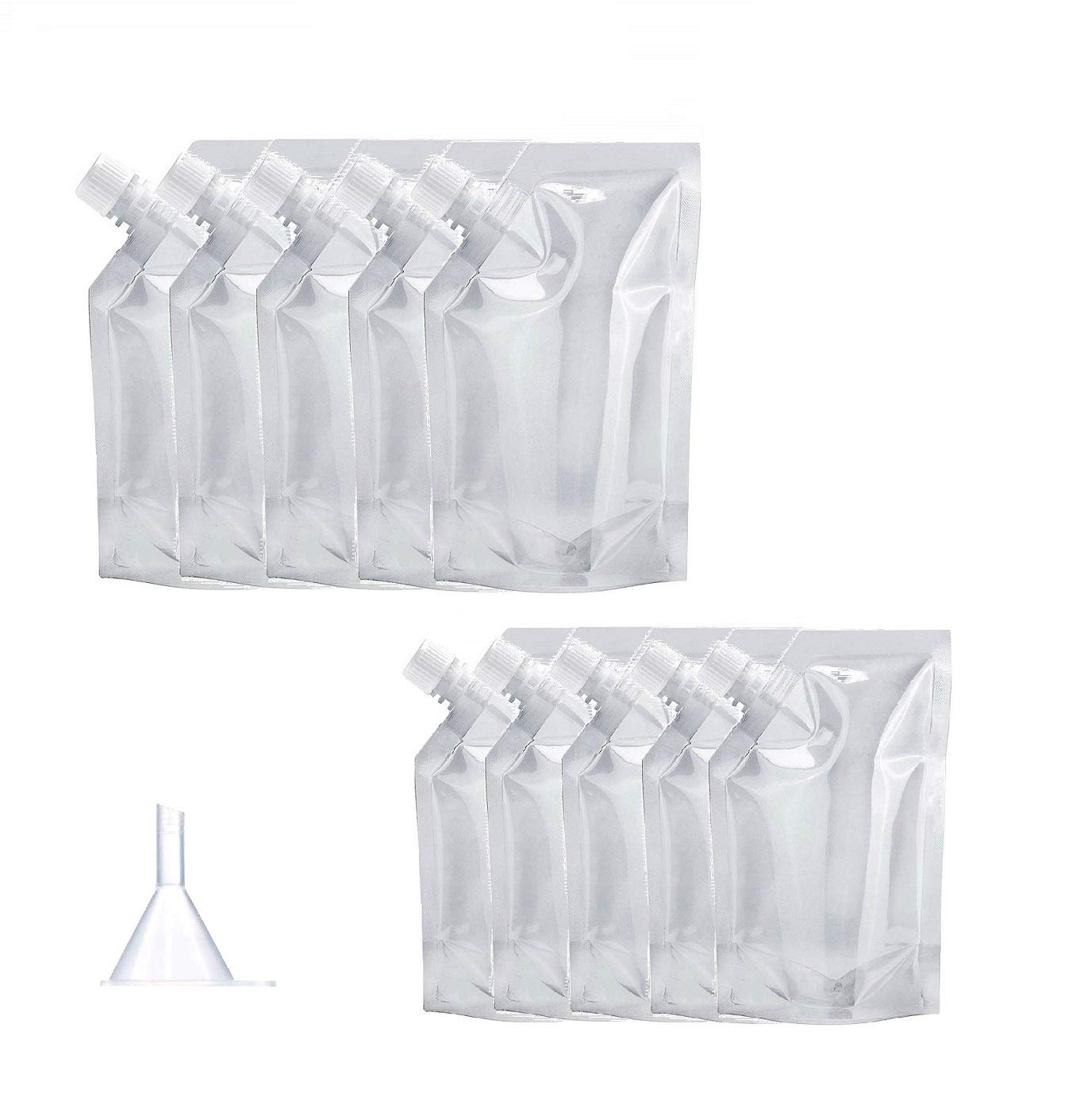 Cruise Ship Liquor Bags Flask Kit, Rum Runner Alcohol Smuggle Booze Flask Kit for Sneak Drink - 5 x 8 oz + 5 x 16 oz + 1 x Funnel