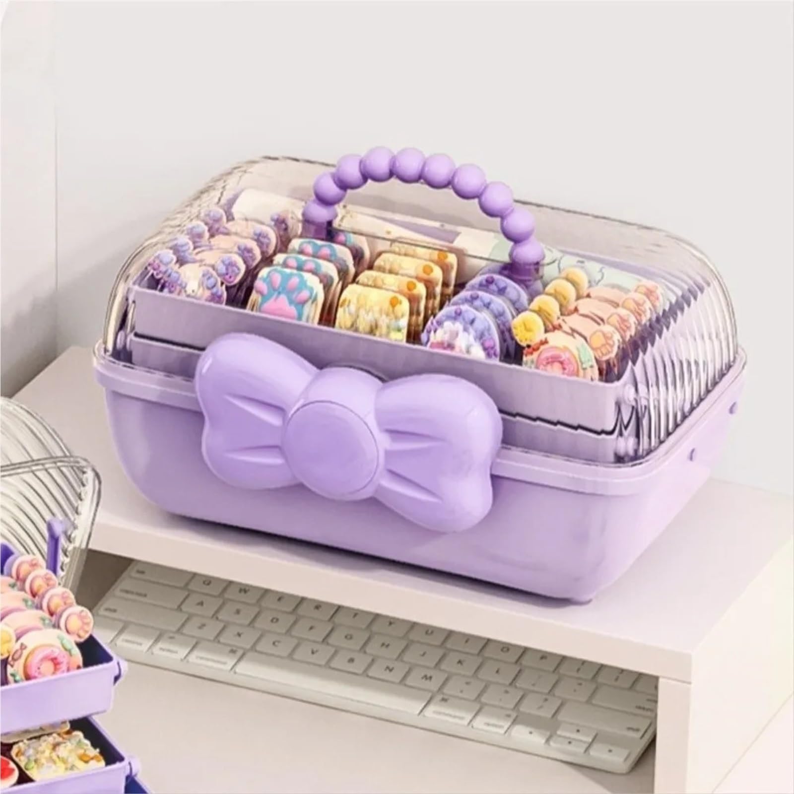 Haargummi Organizer 3-lagige Aufbewahrungsbox for Schmuck und Haarschmuck, praktisch, transparent, tragbar, multifunktionaler Organizer(Style2)