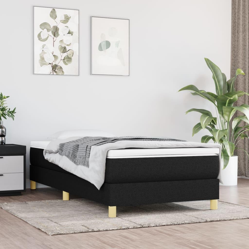Atmungsaktiver Stoff mit Taschenfederkernmatratze für erholsamen Schlaf | Boxspringbett mit Matratze Schwarz 80x200 cm Stoff Topper Taschenfederkern Bett mit Lattenrost