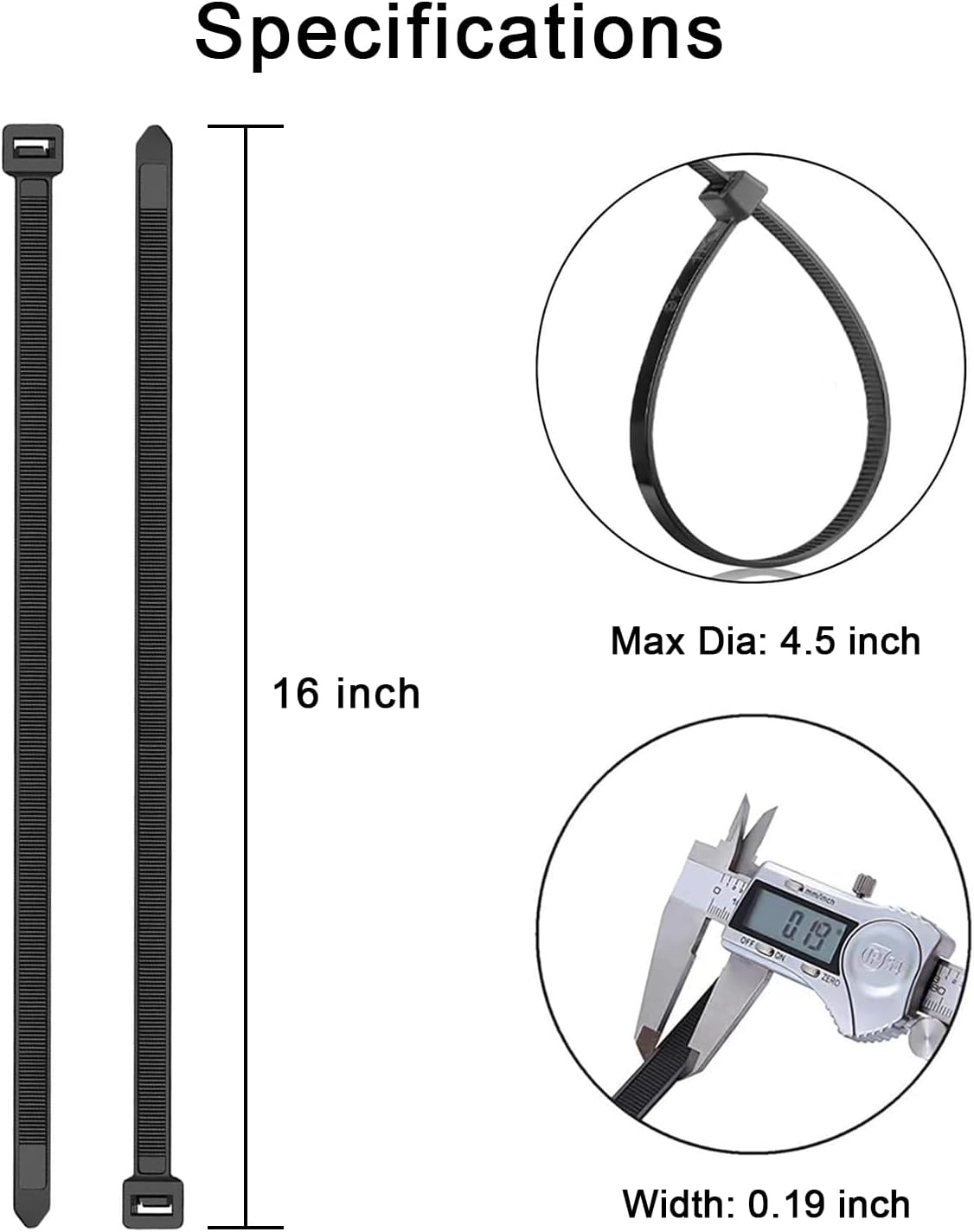 Zip Ties, KAMOTA 1500pcs 16 Inch Heavy Duty Self-Locking Nylon Zip Ties, Black Cable Ties with 50lb Tensile Strength, UV Resistant Cable Tie for Indoor and Outdoor Use