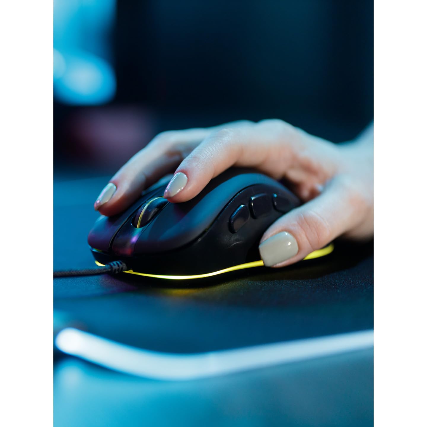SureFire Condor Claw Mysz Gamingowa 8 Przycisków, Oświetlenie RGB, Mysz Komputerowa 6400 Dpi, 8 Programowalnych Przycisków, USB 3.2 Gen 1 i USB 2.0, Windows, Mac i Konsole, Zasilanie przez Verbatim
