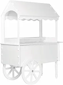 Vintage Candy Cart Display Stand with Wheels - Decorated Dessert Cart for Parties, Birthdays & Weddings - Easy to Assemble