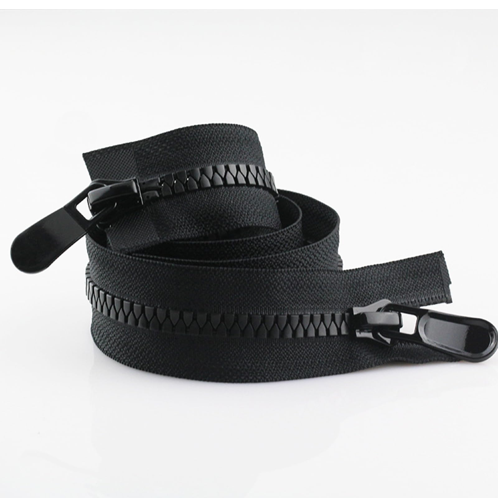 Cerniera Lampo Nera 70 Cm - Doppio Cursore, Per Giubbotti E Cappotti, Resistente