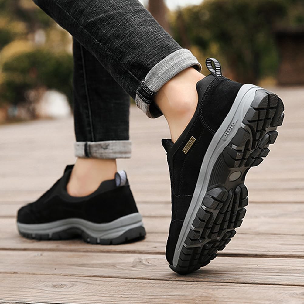 Zapatillas de senderismo para hombre, con forro polar, impermeables y antideslizantes, ligeras, cómodas, transpirables, para senderismo, senderismo
