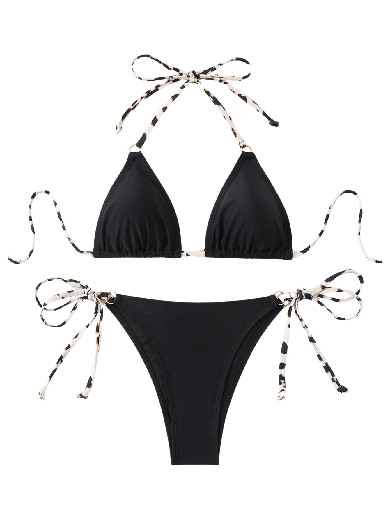 GORGLITTER Bikini deux pièces pour femme - Dos nu - Triangle - Haut de bikini string - Maillot de bain avec nœud - Tenue d'été