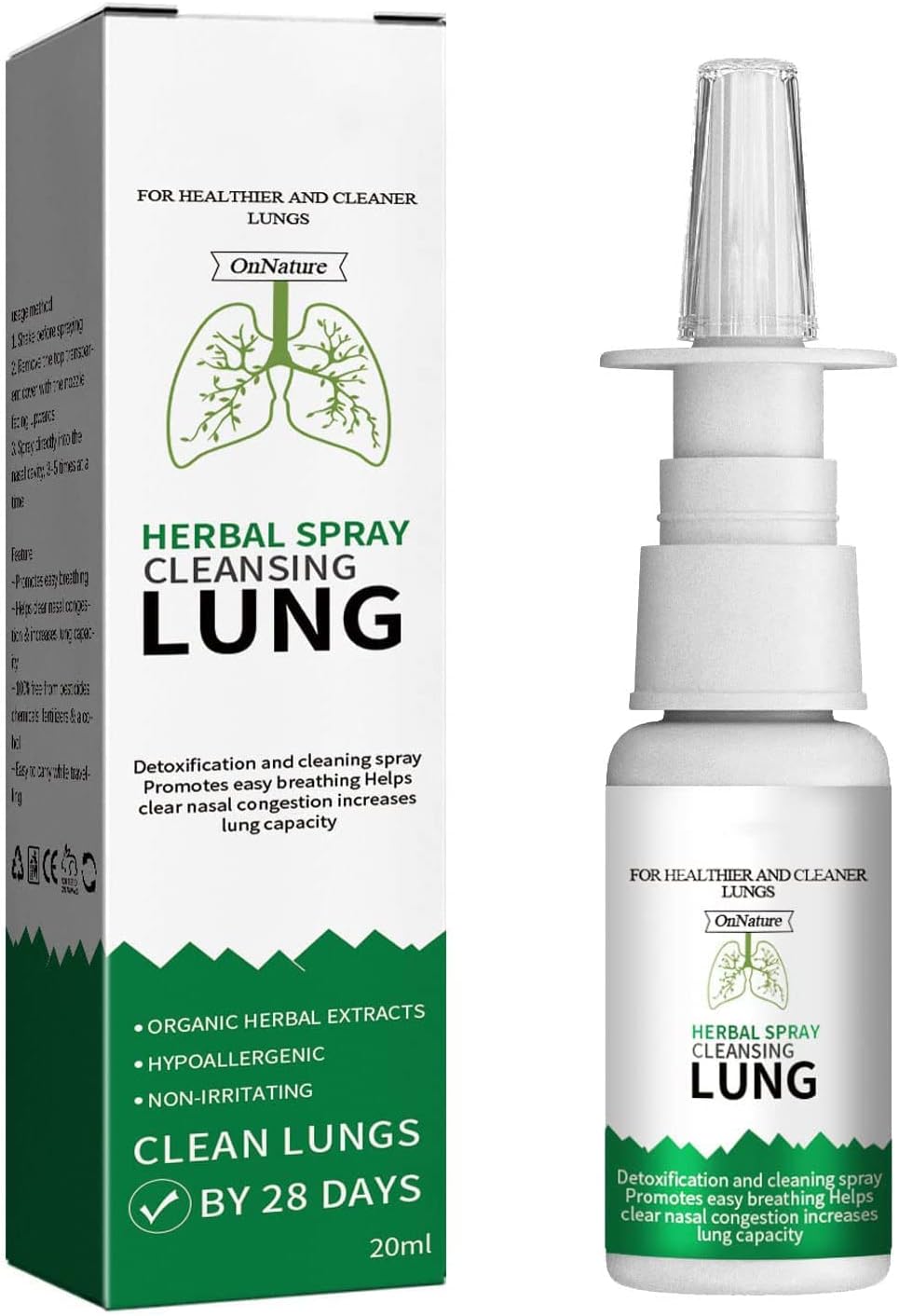 OnNature Organic Herbal Lung Cleanse & Repair Nasal Spray Pro, Organic