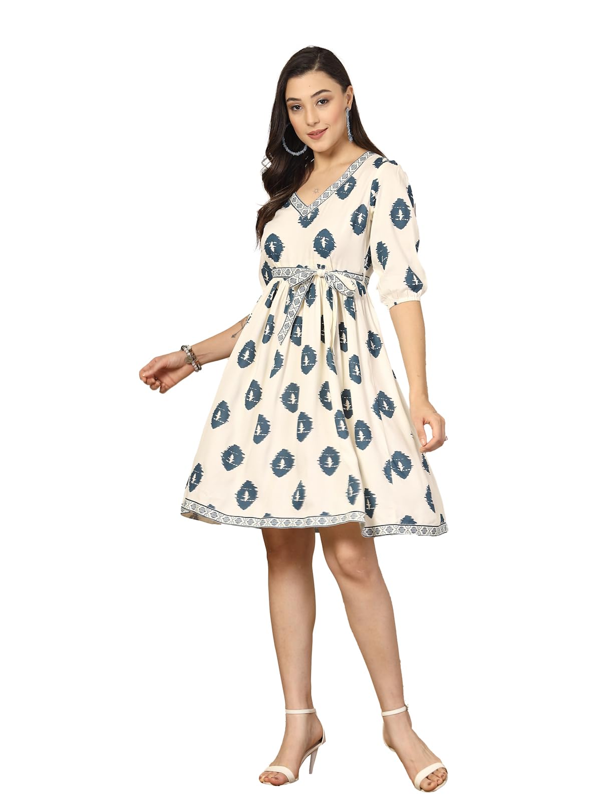 Stylum Women's Boho Printed Rayon Dress (Drsblueboho34_Blue, Xs)