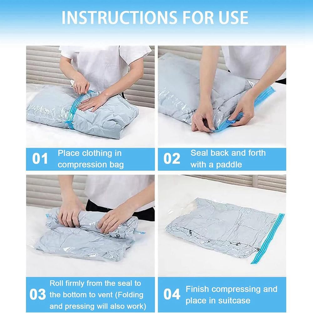 Sacchetti di compressione da viaggio, sacchetti sottovuoto riutilizzabili, 35,5 x 24,7 x 45,7 cm, soluzione salvaspazio, organizer di grande capacità per viaggi d'affari, viaggi zaino in spalla