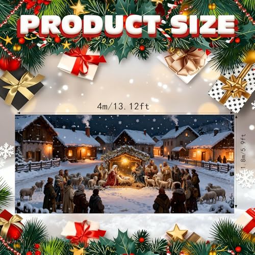 Image of Christmas Garage Door Decorations 6 x 13 ft, Nativity Scene Cover