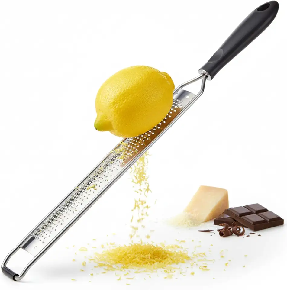 Ralador Zester Profissional Aço Inox com Lâmina Fina para Cítricos Limão, Queijo Parmesão, Gengibre, Alho, Chocolate e Noz Moscada | Design Ergonômico com Capa de Proteção