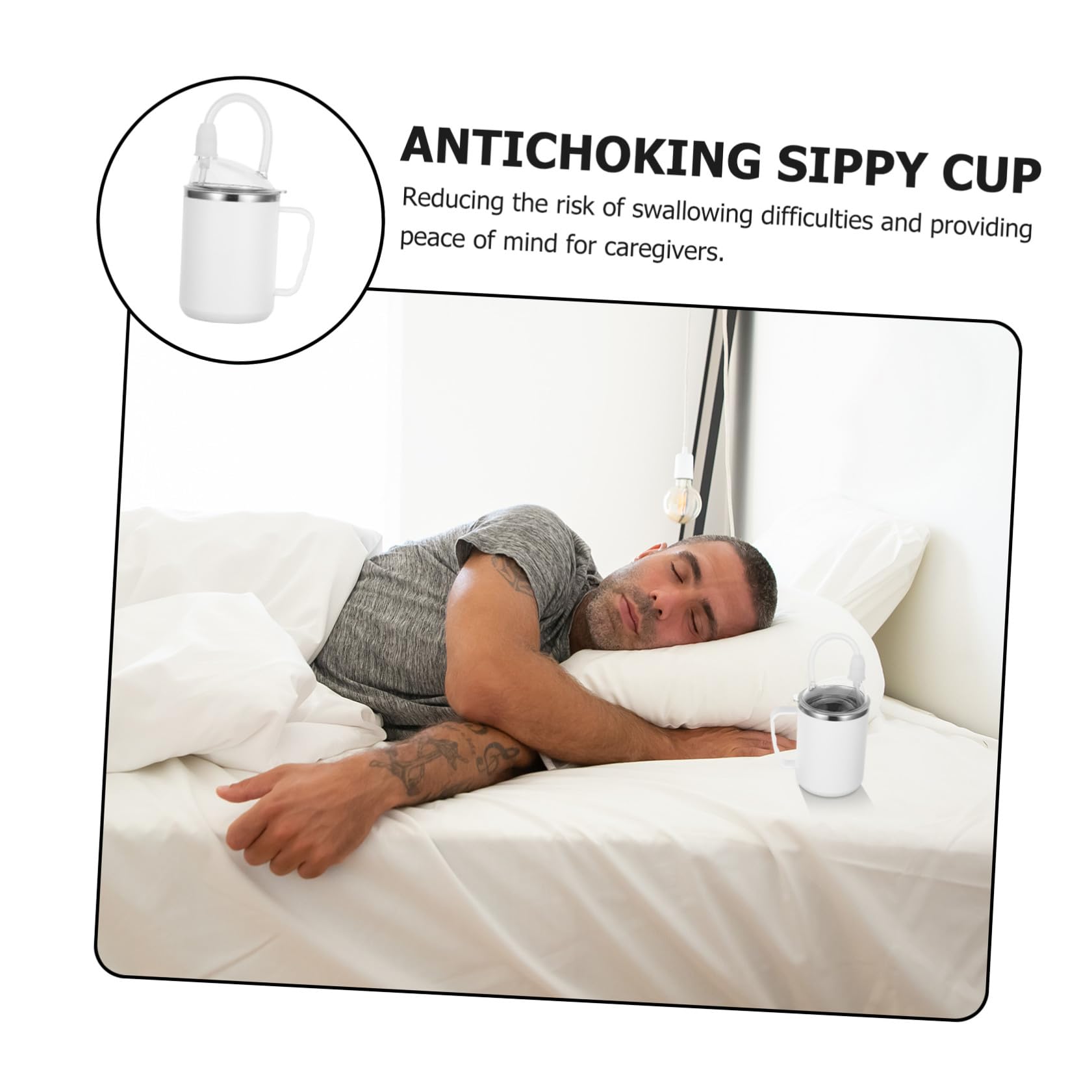 Trinkbecher für Senioren 500 Ml Tropfsicher mit Griff aus Edelstahl und Pp Vielseitig Einsetzbar zur Vermeidung von Verschlucken für Häusliche Pflege