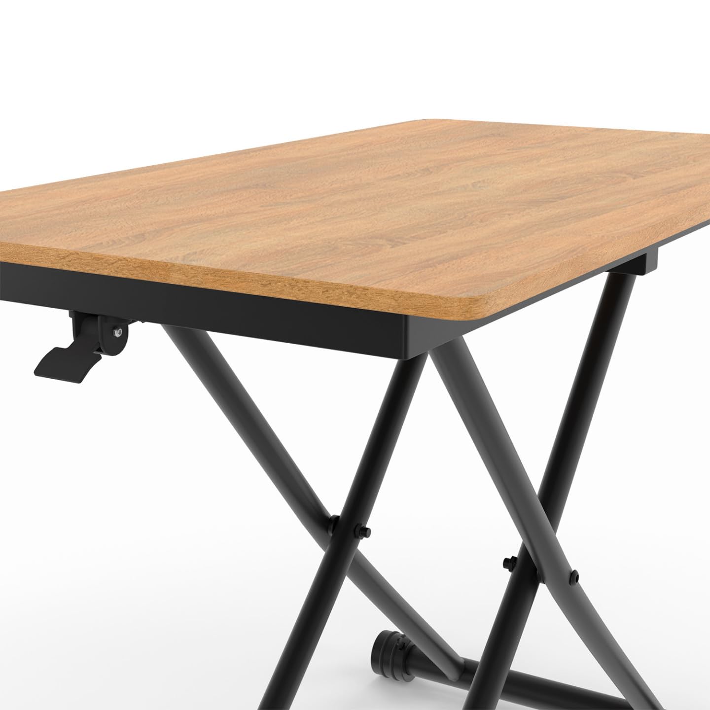 IDMarket – Mesa de centro fija elevable en mesa de comedor Urbana madera/negro | Rectangular, 100 x 57 x 28/75 cm, bandeja de madera y pie negro, diseño industrial