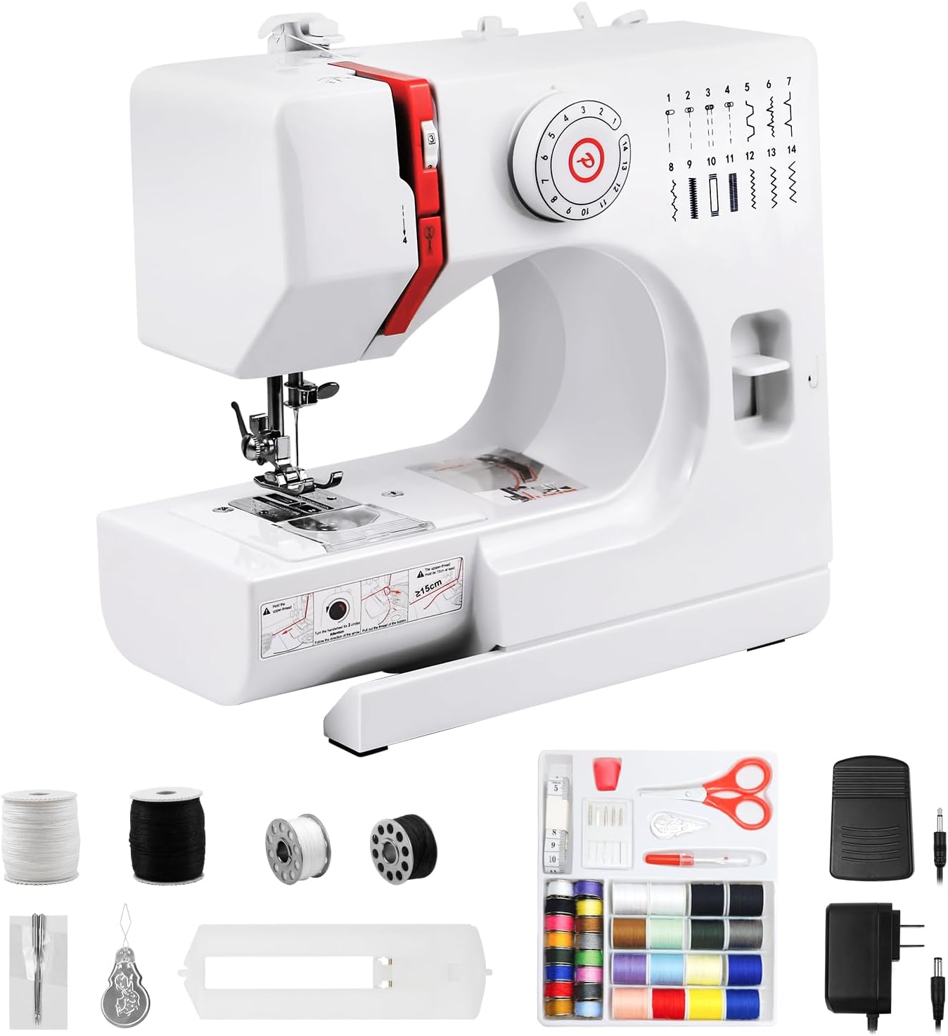 Nähmaschine Für Anfänger & Kinder - 45 Stichprogramme Mit Fußpedal & Nähset