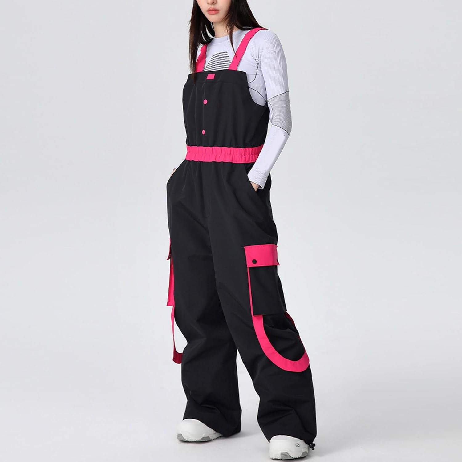 スノーパンツ サロペット レディース ワイド 大きいサイズ 防水 防寒 スキーウェア パンツ スキーパンツ 保温 ストレッチ スノボ